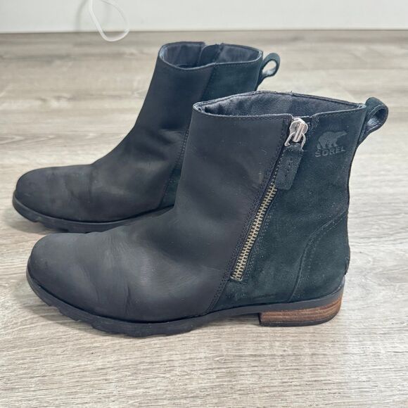 Sorel Genuine Suede Leather Waterproof Chelsea Chunky Sole Ankle Boots Black 10 - Picture 3 of 8